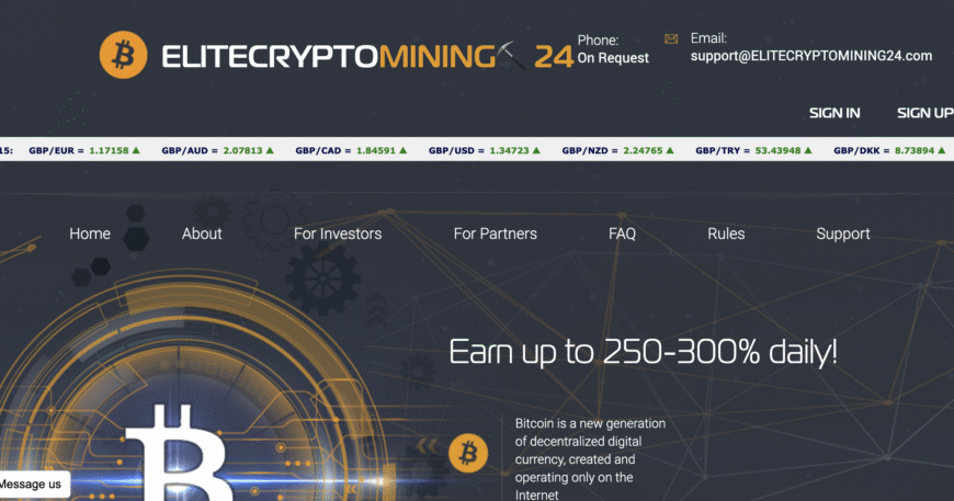 Elitecryptomining24  Review: Crypto Mining Scam